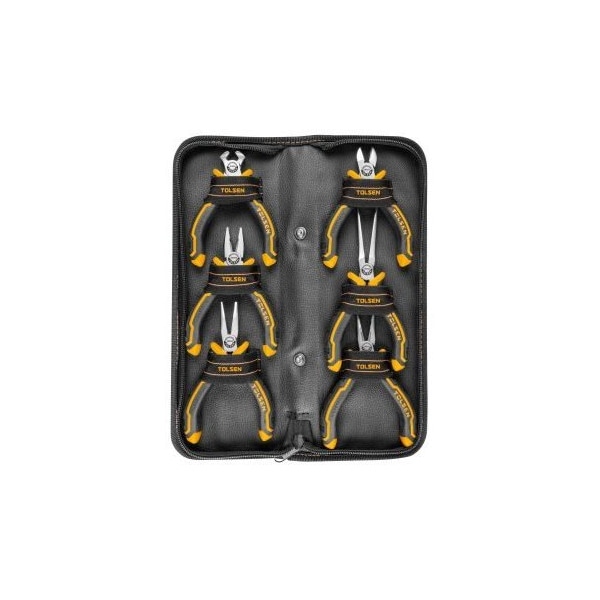 Tolsen 6Pc 4.5 -in. Mini Pliers Set With a Two-component Ergonomic Grip Handle & Zip Pouch 10359 - main